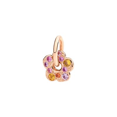 Charm Dodo Nature fleur en or rose et email